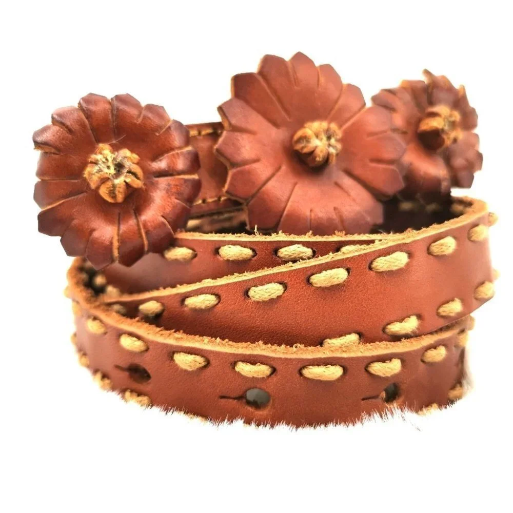 7Hills San Francisco Women's S Leather Floral Belt